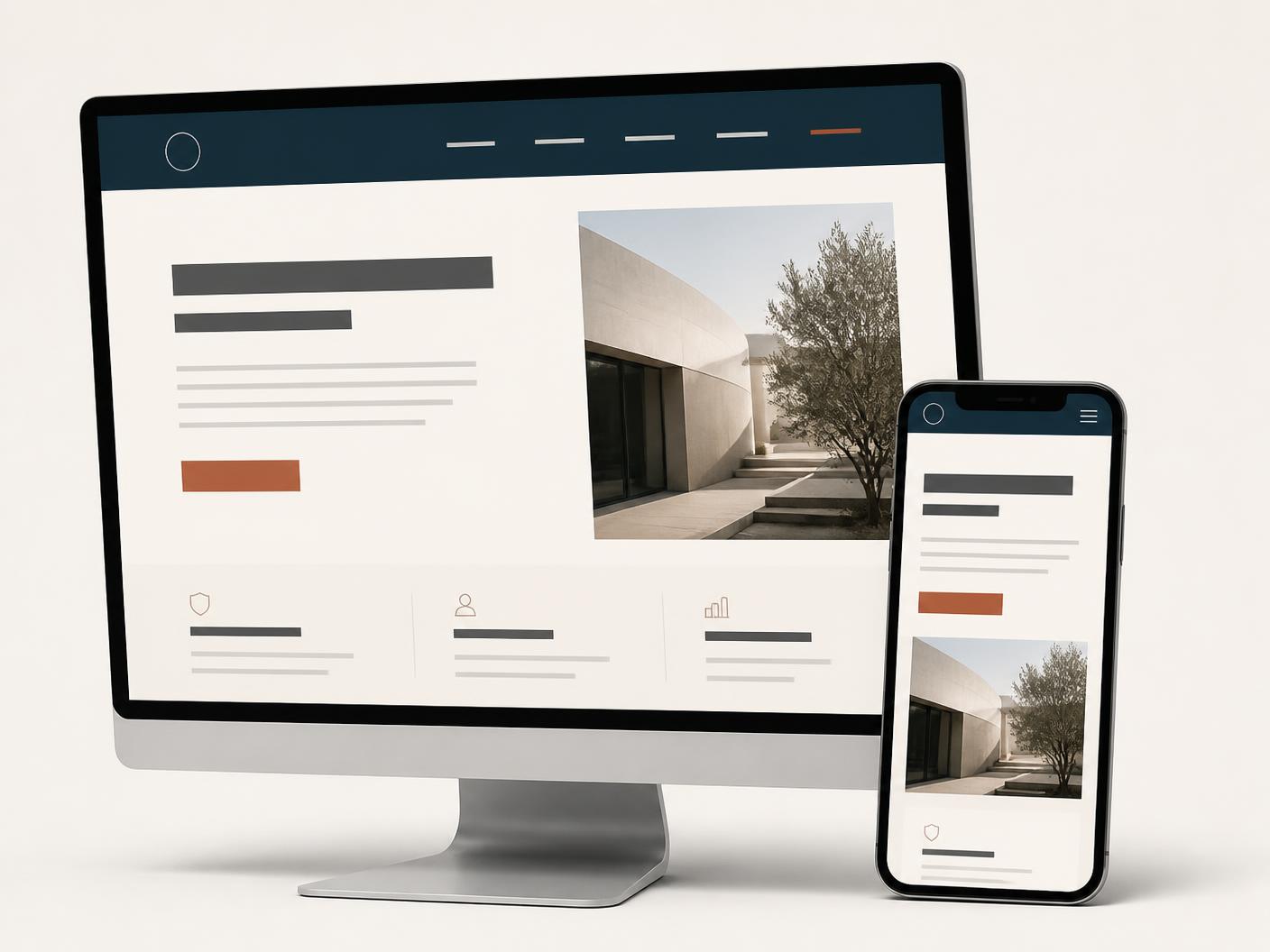 Site vitrine d'artisan affiché sur un écran d'ordinateur et sur un téléphone mobile
